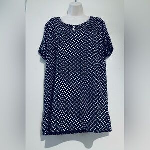 New.Blush Black and White Geometric Blouse.